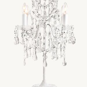 PAIR RESTORATION HARDWARE MANOR COURT CRYSTAL CHANDELIER TABLE LAMPS